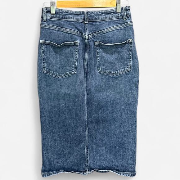 Anthropologie Pilcro Denim Knee Length Skirt Classic 90s Minimalist Preppy - Picture 3 of 6